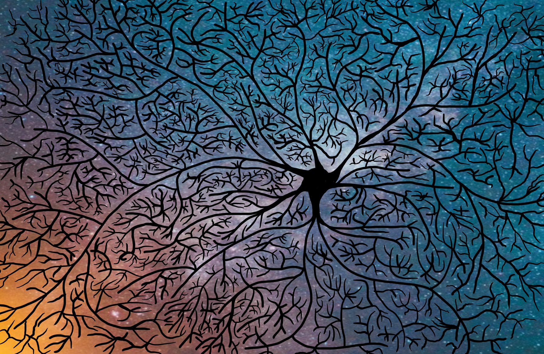 Blue Gradient, Black Neuron, 2019